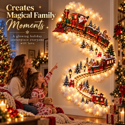 🎄 Christmas Magic LED Train Wall Light | Santa Holiday Wall Decoration