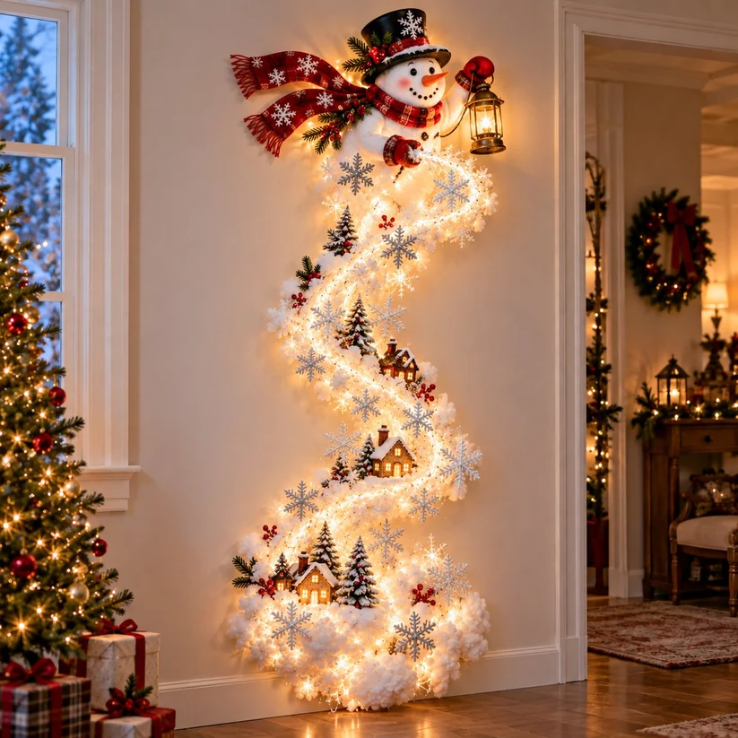 🎄 Christmas Magic LED Train Wall Light | Santa Holiday Wall Decoration