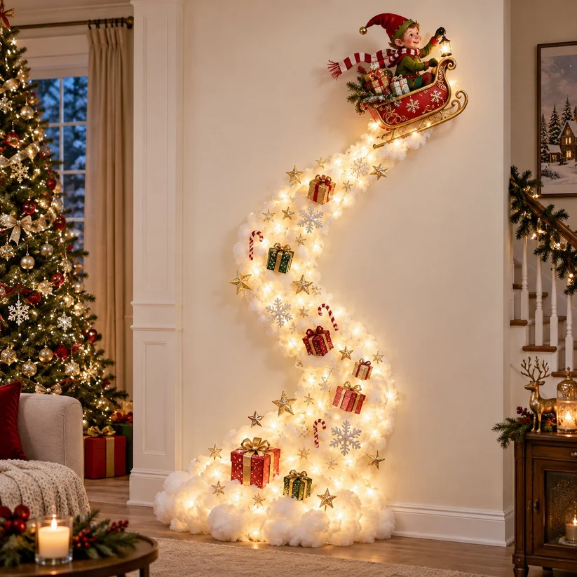 🎄 Christmas Magic LED Train Wall Light | Santa Holiday Wall Decoration