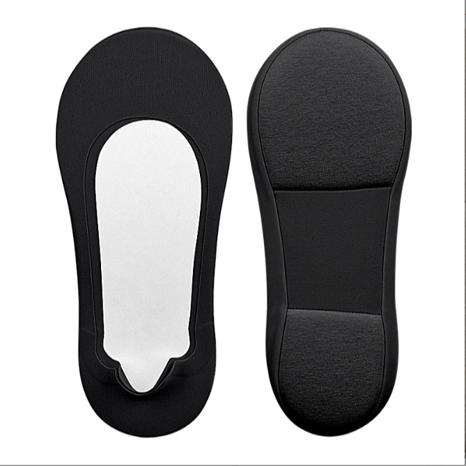Black cushioned no-show sock front and padded underside
