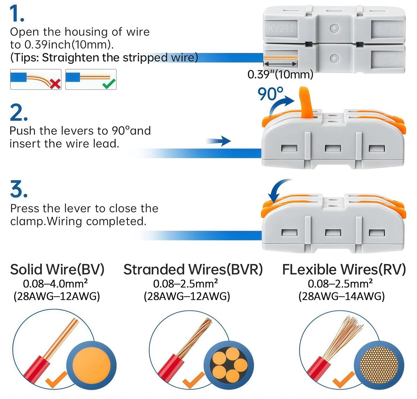 🔥2026 Universal Quick Lever Electrical Wire Connectors (24-12 AWG) Assortment - 20 × Connectors