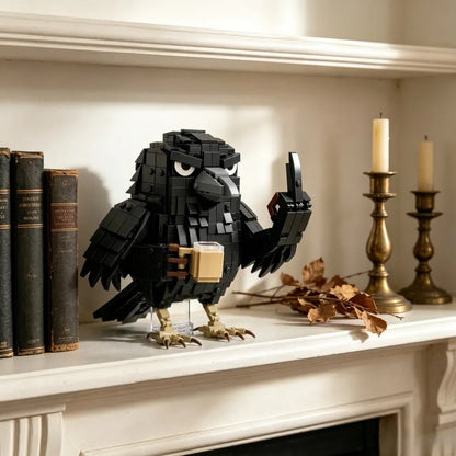 ☕ Not Until My Coffee Crow Building Block Set – Funny DIY Desk Decor Gift