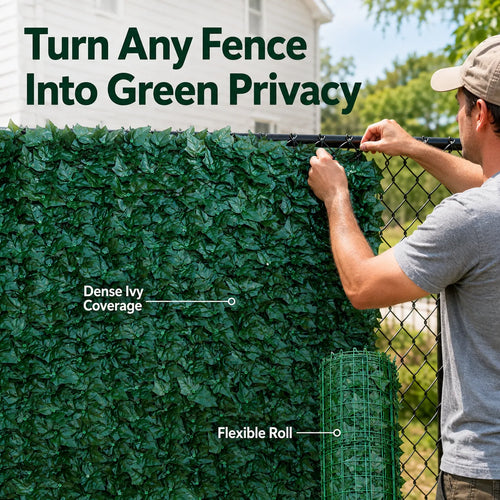 🌿 Artificial Ivy Privacy Screen – Flexible Fence & Balcony Greenery