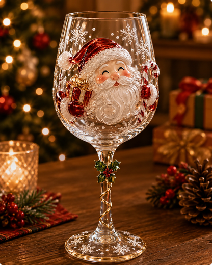 ✨🎄 Christmas 3D Wine Glass Gift Box Set – Festive Holiday Glassware Collection ✨