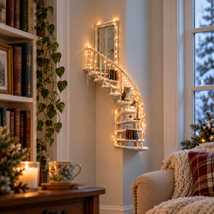 ❄️ Light-Up Winter Fairy Door Staircase – Enchanted LED Wall Decoration