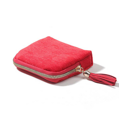 💎Luxe Velvet Travel Jewelry Organizer – 5-Compartment Tangle-Free Storage Bag with Secure Tassel Zipper ✨
