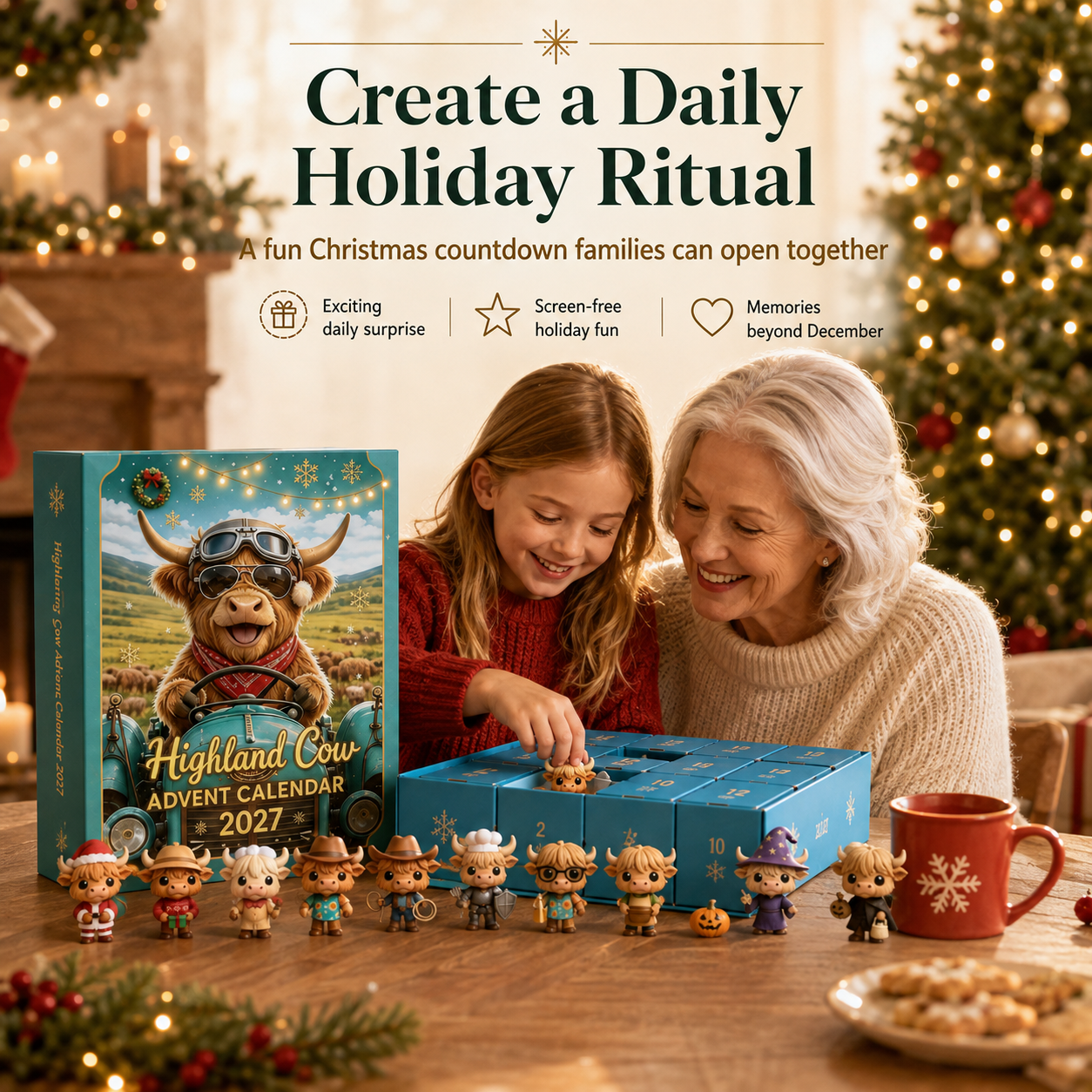 Highland Cow Advent Calendar – 24 Days of Cute Collectible Christmas Surprises