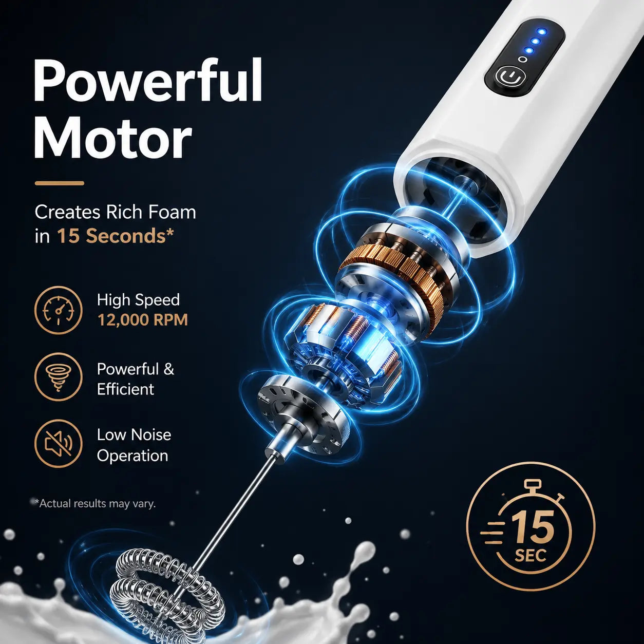 3-Speed Rechargeable Milk Frother for Café-Style Drinks