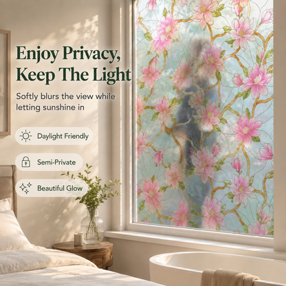 🌸 Floral Stained-Glass Window Privacy Film – Beautiful Privacy With Natural Light