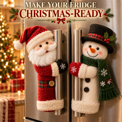 ✨Turn Your Fridge Into Christmas – Santa & Snowman Handle Decor