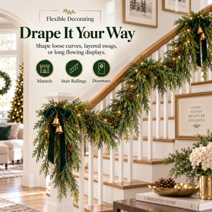 🎄 2-Pack 6FT Real-Touch  Artificial Cedar Garland