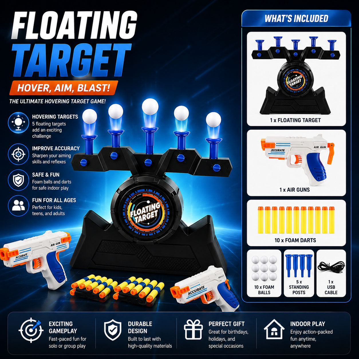 🎯 Fun Floating Target Game – Electric Shooting Toy for Kids!