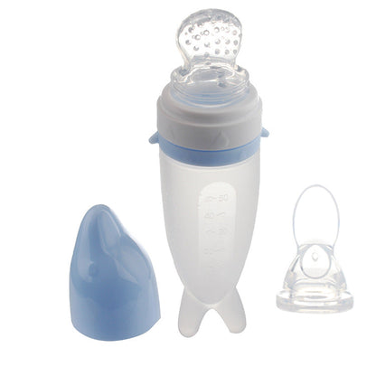 👶💕Soft Squeeze Baby Food Feeder – Refillable Puree Bottle with Protective Cap