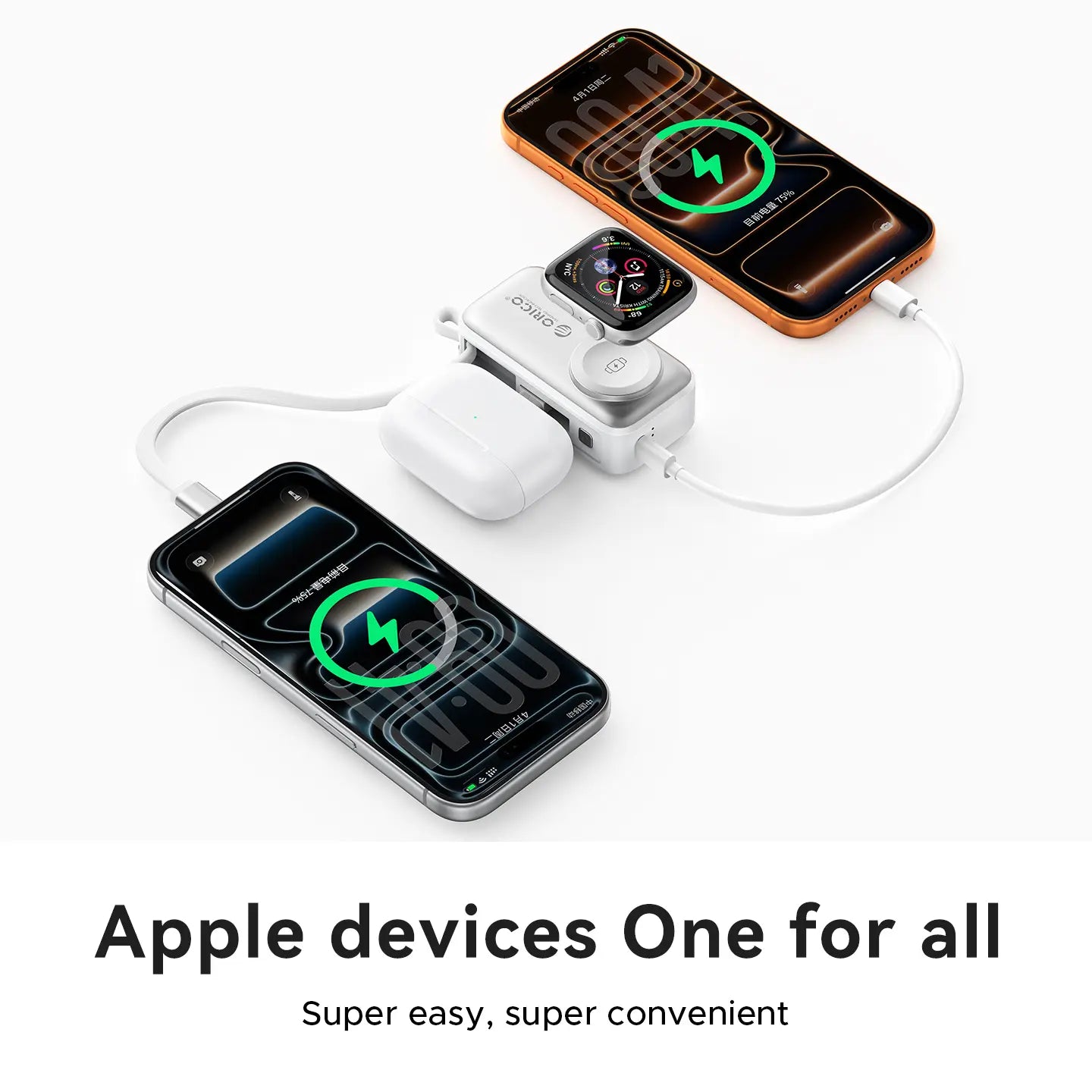 4-in-1 Folding Chargeable Portable Power Bank with Integrated Cable