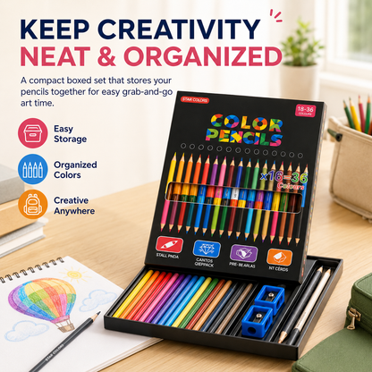 🎨 36-Color Double-Ended Colored Pencils Set with Sharpeners