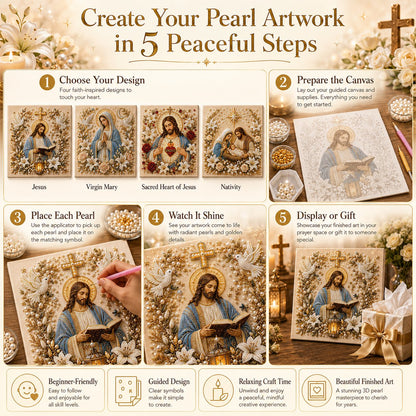 🔥Limited time 70% OFF -✝️ DIY Jesus Pearl Art Kit | 3D Pearl-Style Christian Artwork for Prayer Corners & Faith Gifts