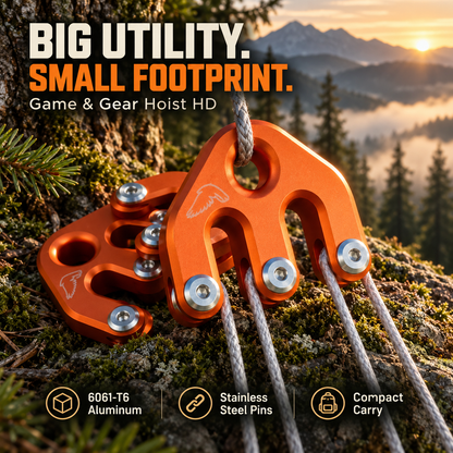 🏕️🪢 Compact Aluminum Block & Tackle Hoist – Portable Outdoor Gear Lifting Pulley Set 🔩