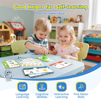 Dinosaur Talking Flash Cards – 148 Cards, 592 Words, 5 Categories, Interactive Learning Stickers