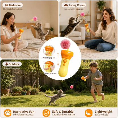 😼🐾 2026 New Interactive Automatic Retractable Cat Teaser with Plush Ball