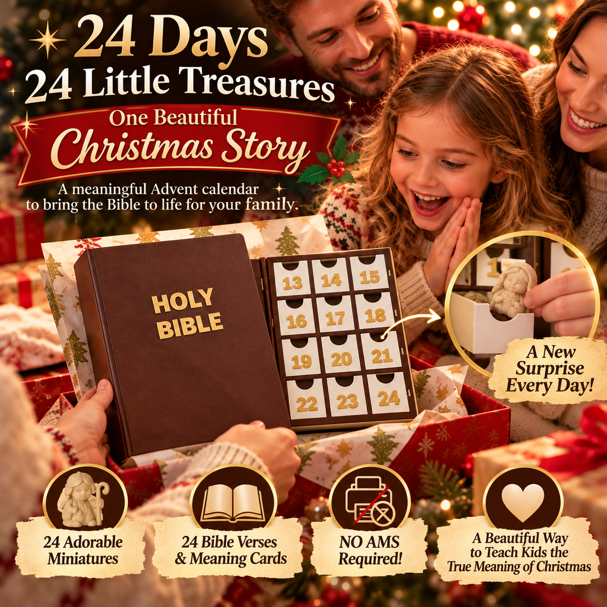 🎄📖 24-Day Bible Advent Calendar – 24 Miniatures, Scripture & Christmas Countdown ✨