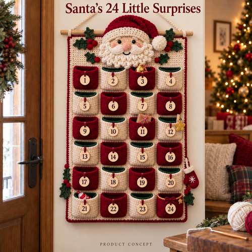 🧶 DIY Crochet Christmas Advent Calendar Kit | 24-Pocket Countdown