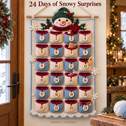 🧶 DIY Crochet Christmas Advent Calendar Kit | 24-Pocket Countdown