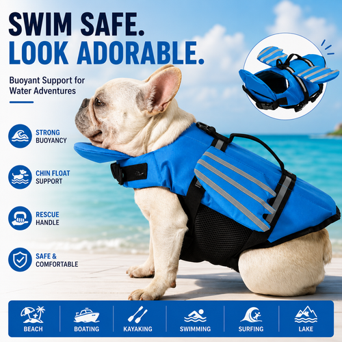 🔥Dog Life Jacket, High Buoyancy Wings Pet Life Vest with Extra Chin Float