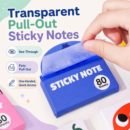 ✍️Rarler Transparent Pull-Out Glitter Sticky Notes - 80 Sheets Per Pad