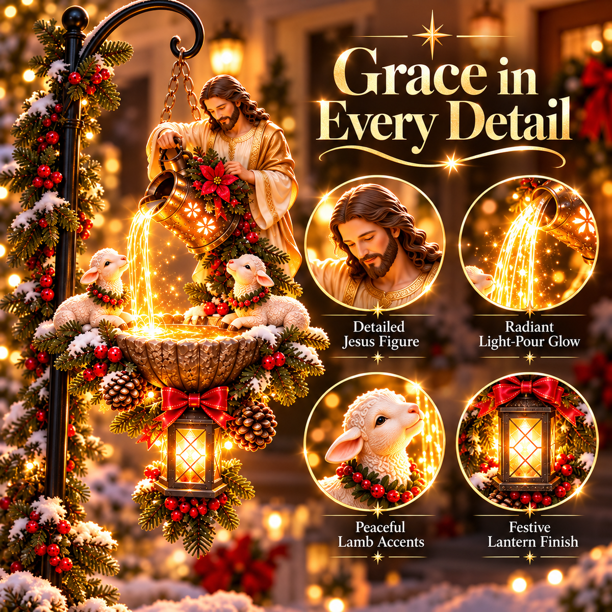 ✝️ Jesus Light-Pour Christmas Hanging Décor – Warm Faith-Inspired Display