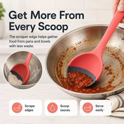 🥄 2-in-1 Silicone Scoop & Scraper Spoon – Multi-Purpose Cooking & Serving Utensil