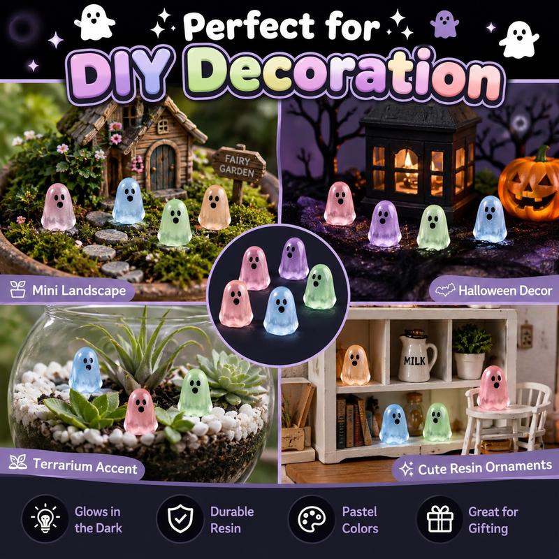 🎃50 Pcs Glow In Dark Cute Ghost Resin Bead Set👻