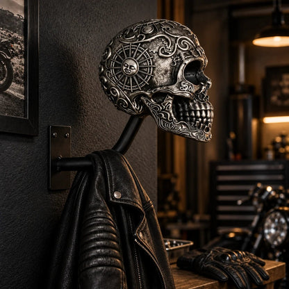 💀 Motorcycle Skull Helmet Holder – Garage Display Wall Mount