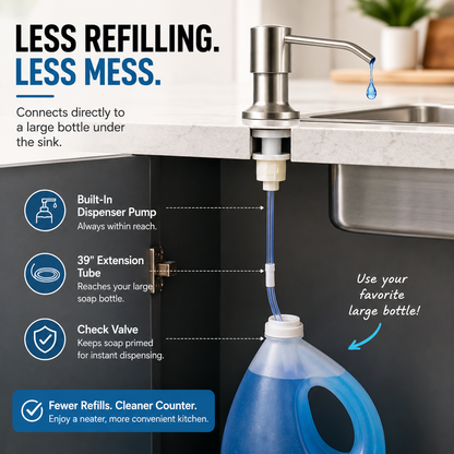 Dish Soap Dispenser for Kitchen Sink (Brushed Nickel)