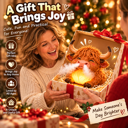 🐮 Highland Cow Tap-to-Puff Humidifier – Cute USB Mist Diffuser with Colorful Night Light