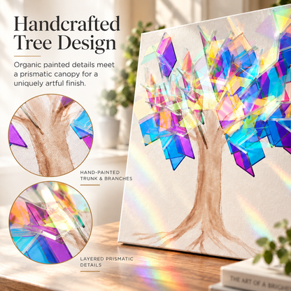 🌈 Prismatic Rainbow Tree Sun-Catcher Wall Art – Light-Responsive Iridescent Home Decor