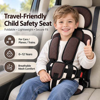 🧒 50% OFF NOW! 🚗 Foldable Child Car Safety Seat – Lightweight, Portable & Fits 0-12 Years – For Cars, Planes & Trains 🛡️