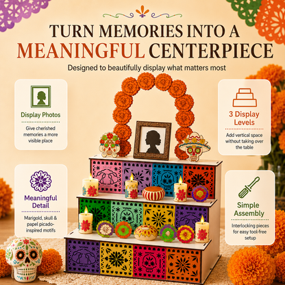 🔥Last Day 49% OFF - 🎃Day of the Dead Wooden Altar Display Set | 💕Death is not the end of life, forgetting is