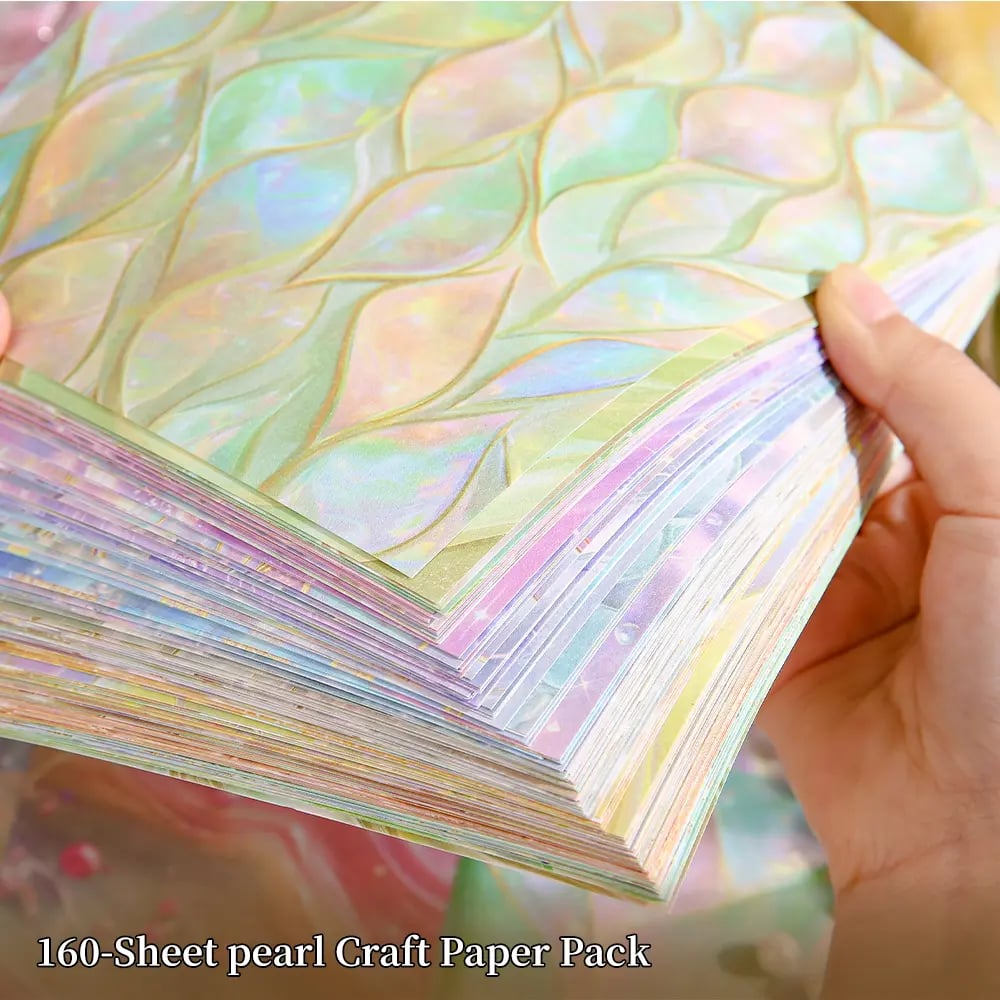 💯🎁 49% OFF-🌺160-sheet pearlescent scrapbook paper