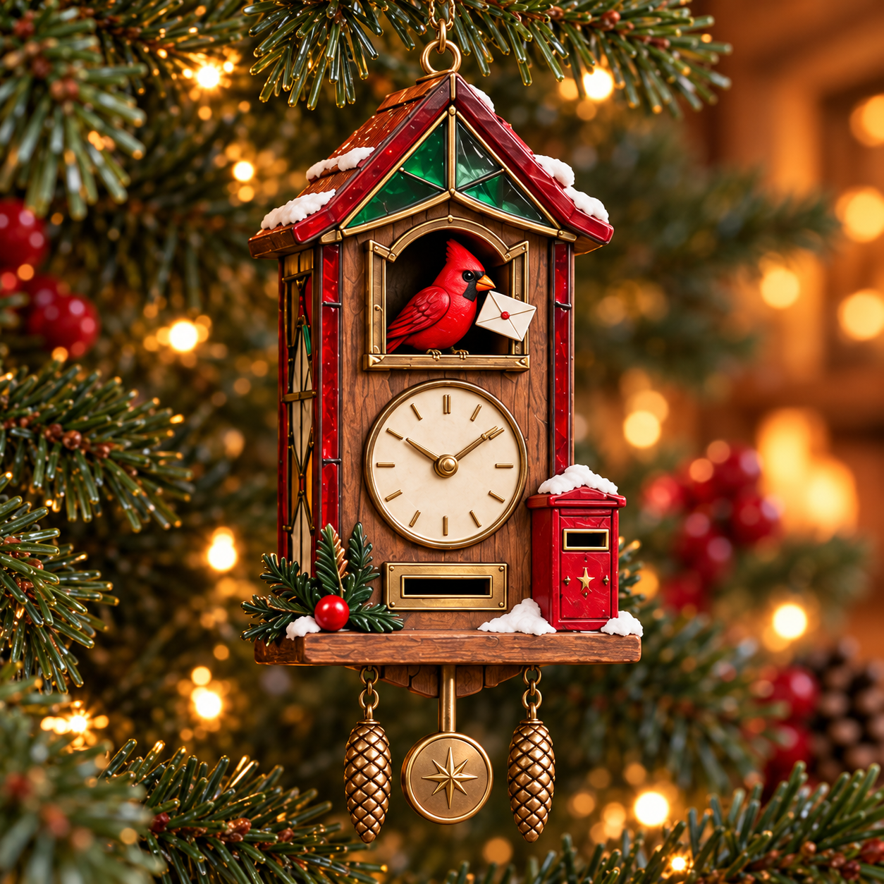 💌 Christmas Cardinal Mailbox Clock