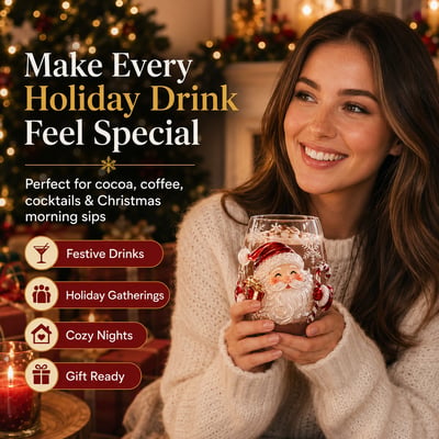 ✨Magical Christmas 3D Glass Cup Collection – Santa, Reindeer, Snowman & Christmas Tree