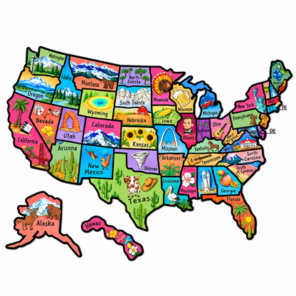 🔥🗺️RV State Sticker Travel Map—Document Your American Adventures in Style