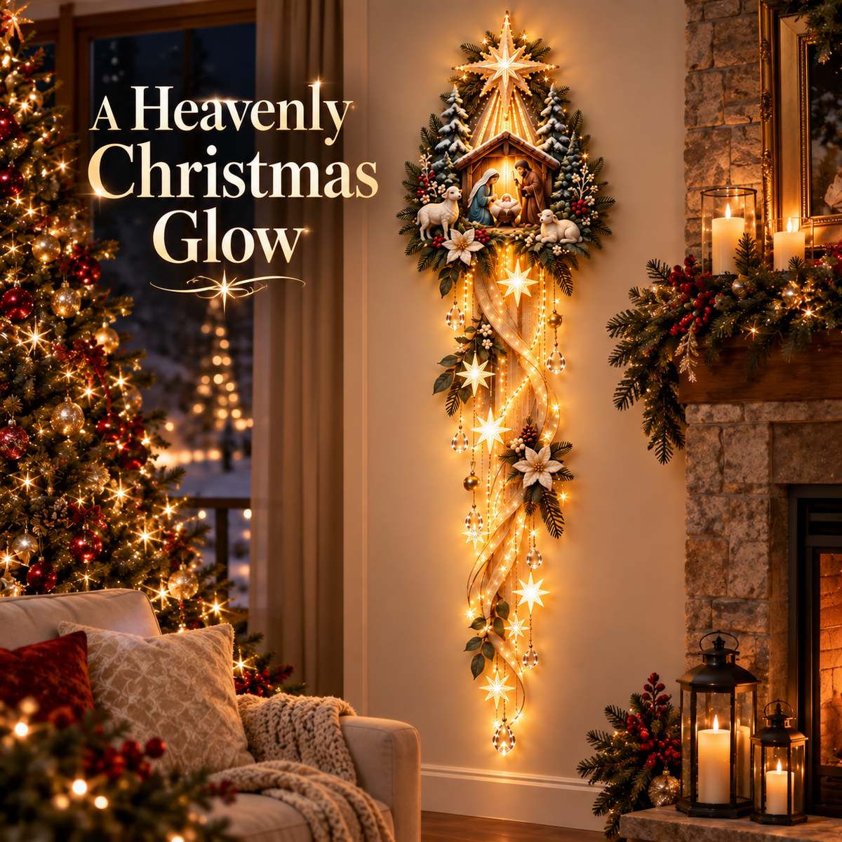🌟 Nativity Starfall Wall Light – A Meaningful Christmas Glow