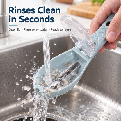 🐟 Mess-Free Fish Scaler with Lid – Catch Scales While You Scrape
