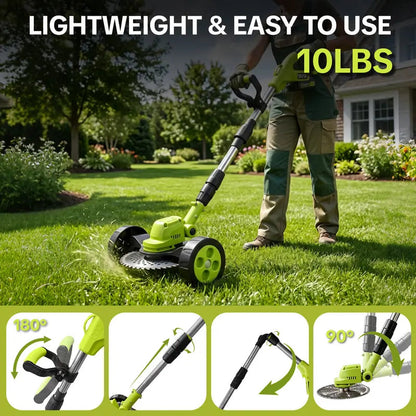2026 Hot Sale 21V Cordless 3-in-1 Grass Trimmer, Edger & Mini Mower