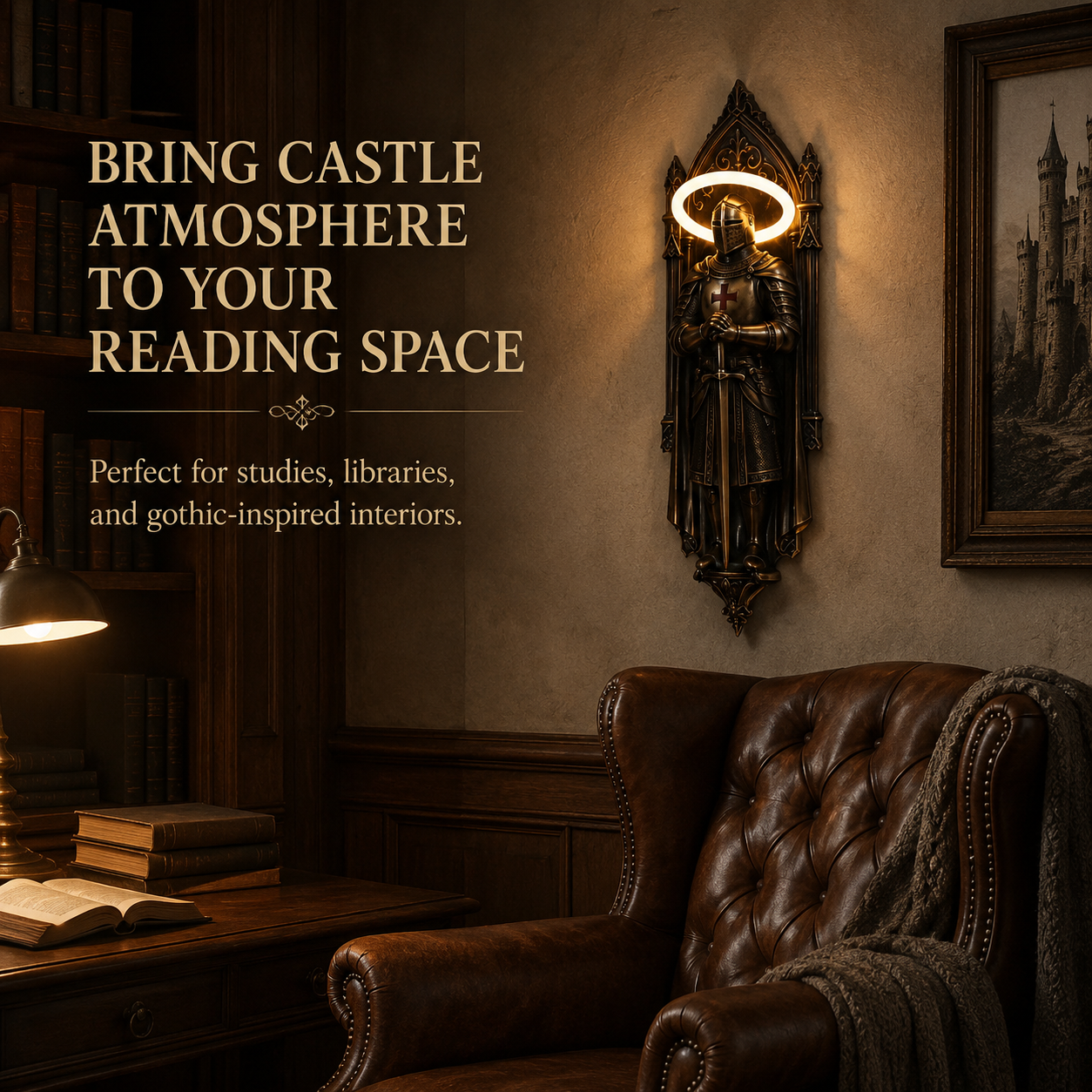 ⚔Medieval Knight Wall Lamp | Gothic Wall Art with Halo Glow