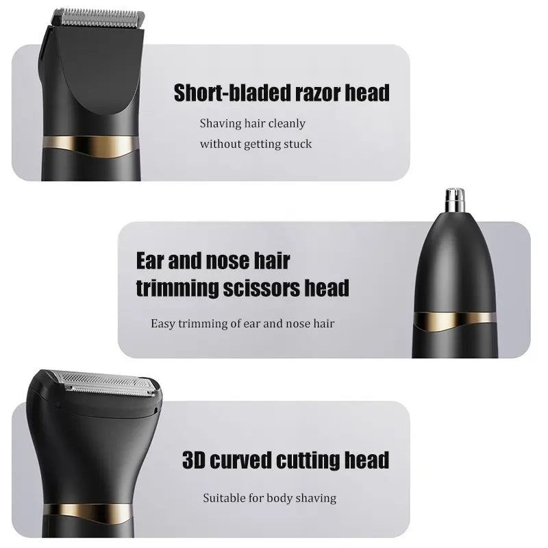 3-in-1 Electric Grooming Kit – Hair, Nose & Body Trimmer with LED Display