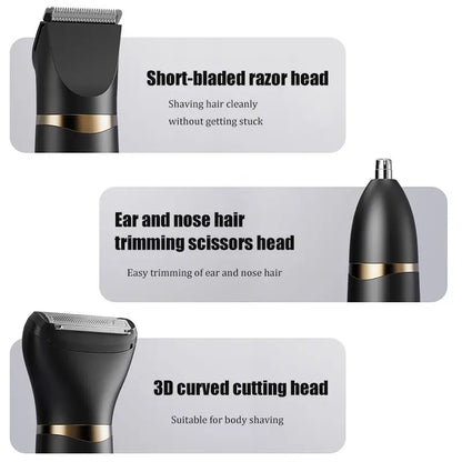 3-in-1 Electric Grooming Kit – Hair, Nose & Body Trimmer with LED Display