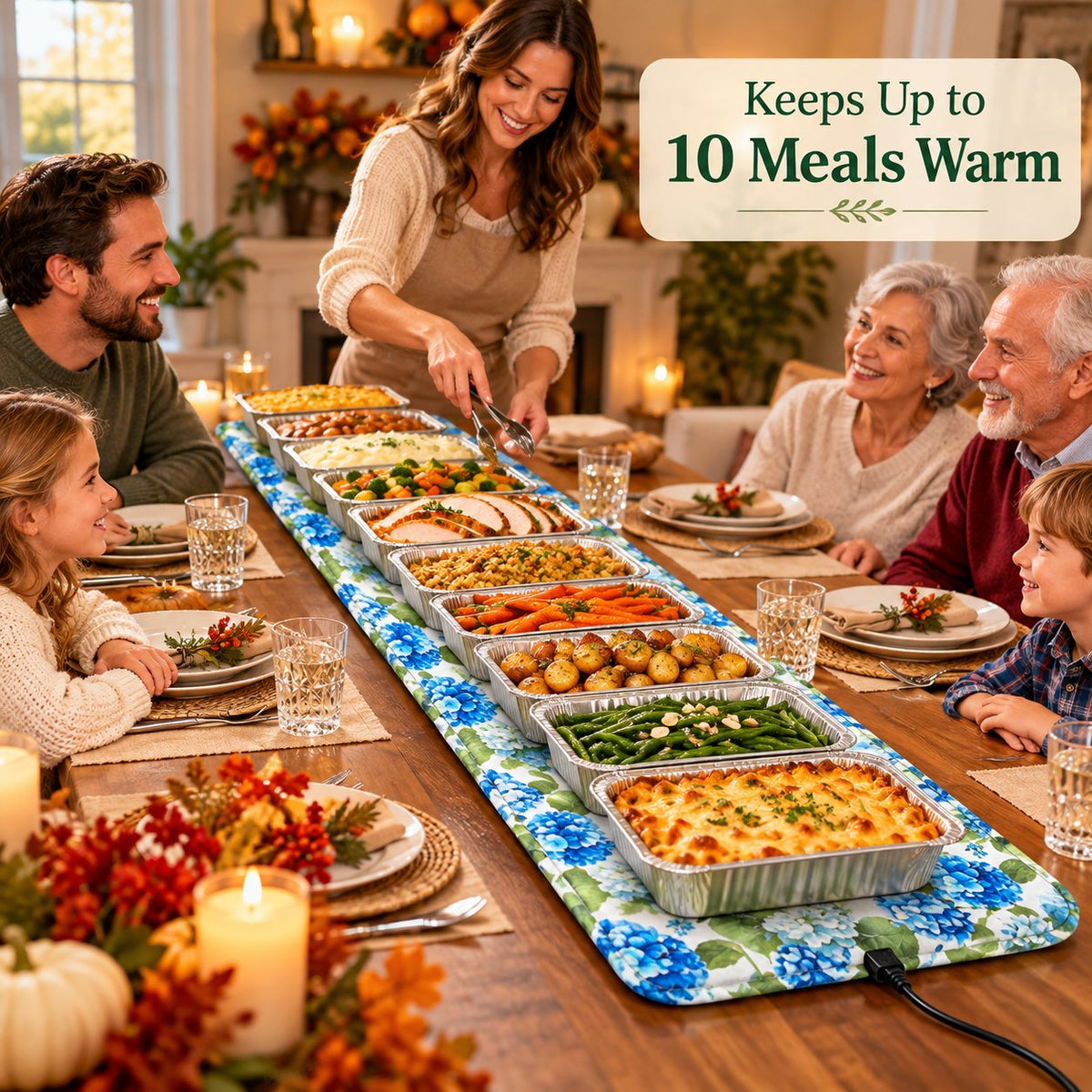 Portable Soft Surface Dish Heating Mat, Even Heating Food Warmer Pad for Home Party & Buffet Serving