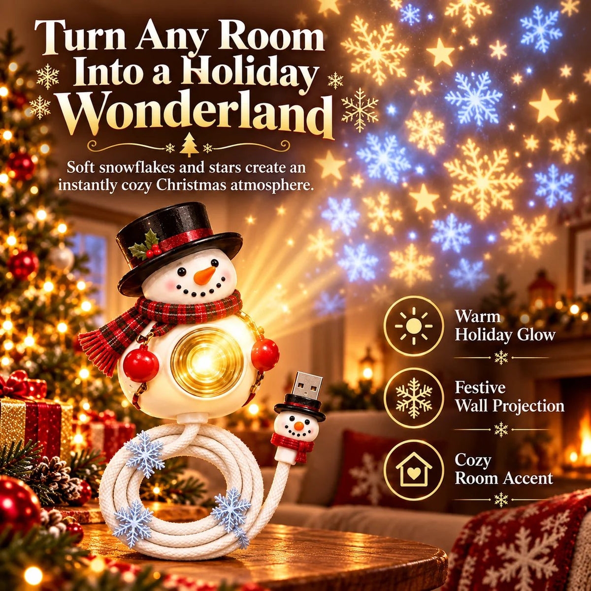 ❄️ Snowman Christmas Projector Light – Turn Any Cozy Corner Festive