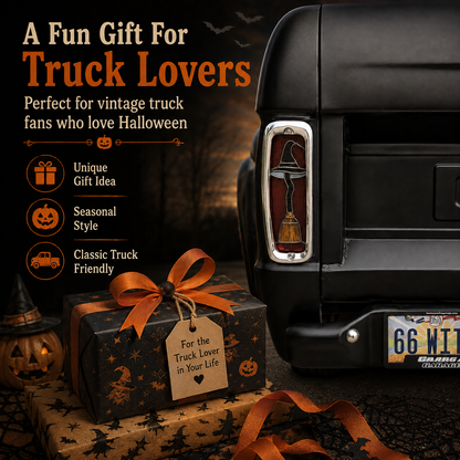 🎃 Halloween Witch Hat & Broom Tail Light Lens Accent for Classic Trucks（2 PCS）